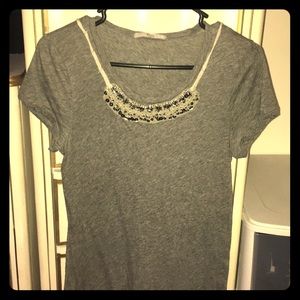 Embellished J Crew Grey T Shirt
